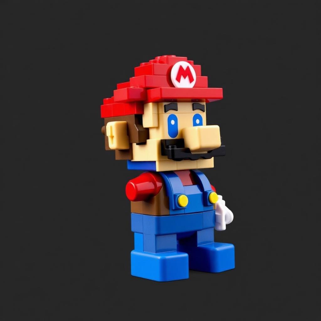 Super Mario built from LEGO bricks
