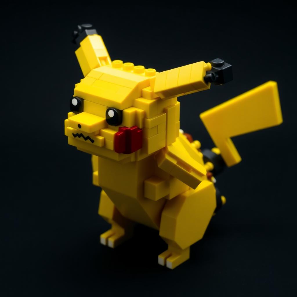 Pikachu built from LEGO bricks